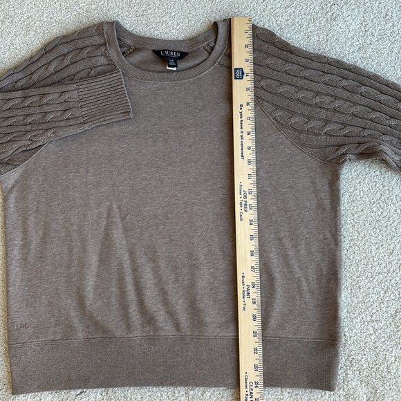 Ralph Lauren Black Label Brown‎ Cable Knit Cotton Crew Sweater Women’s Large - Picture 10 of 12